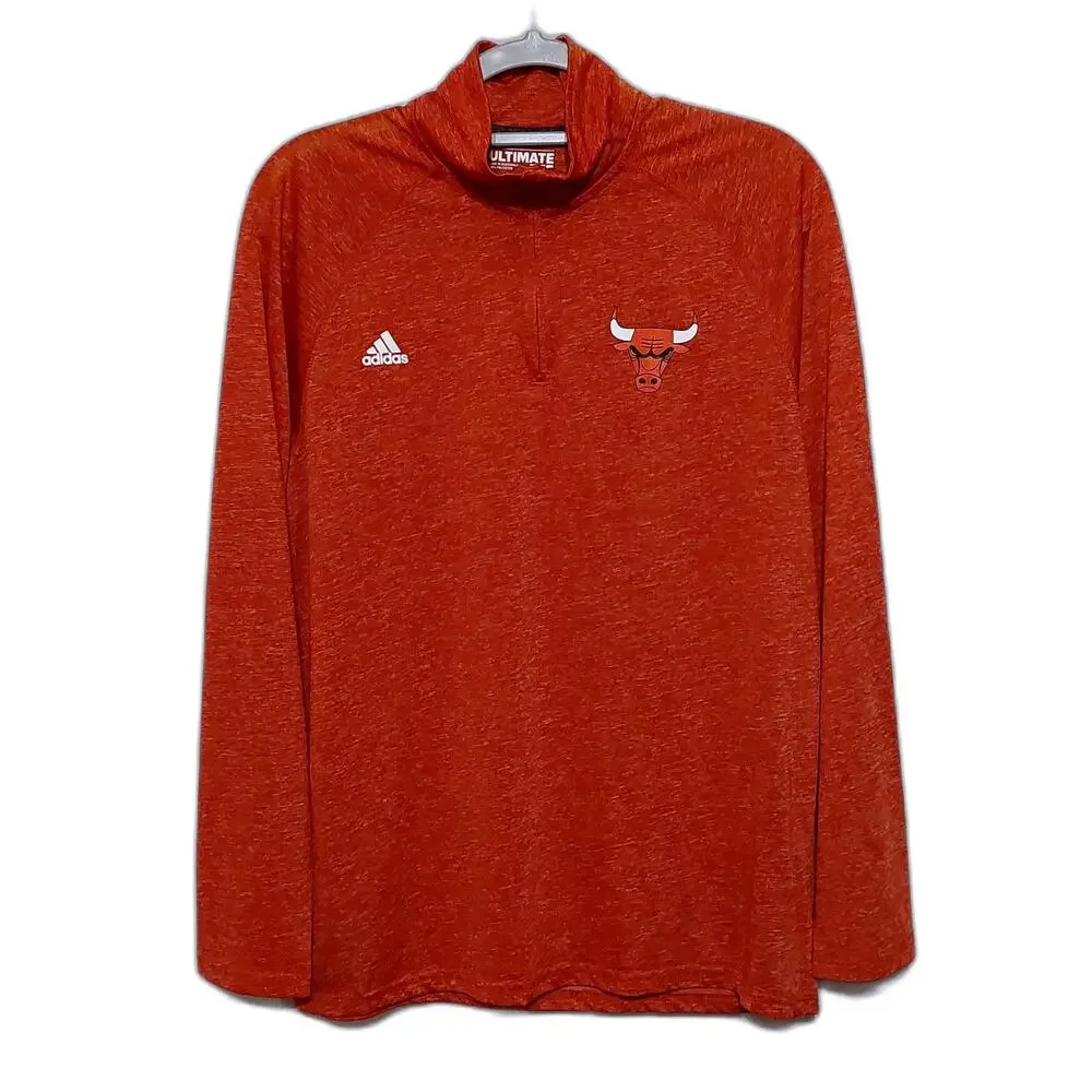 Adidas Chicago Bulls Ultimate Tee Mens Large Red Quarter Zip Pullover Climalite